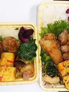 【夫婦弁当83】唐揚げとバター醤油炒め-レシピのメイン写真