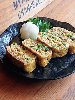 鶏そぼろとおネギの玉子焼き-レシピのメイン写真