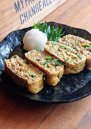 鶏そぼろとおネギの玉子焼き-レシピのメイン写真