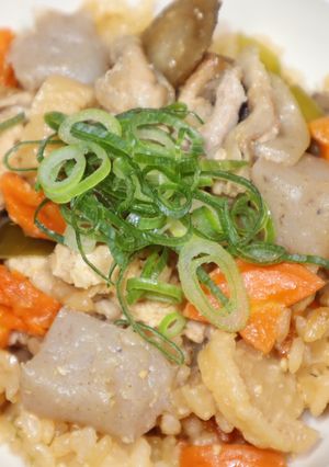 相葉☆簡単☆おすすめ☆乾燥野菜で豚汁釜飯-レシピのメイン写真
