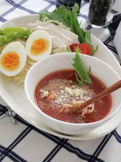 塩ラーメンでつくる冷やしトマトつけ麺-レシピのメイン写真