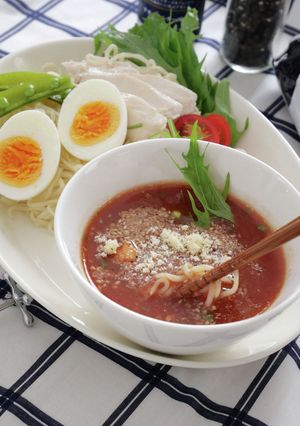 塩ラーメンでつくる冷やしトマトつけ麺-レシピのメイン写真