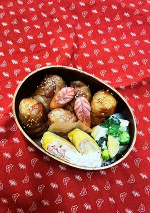 肉巻きおにぎりの塾弁当-レシピのメイン写真