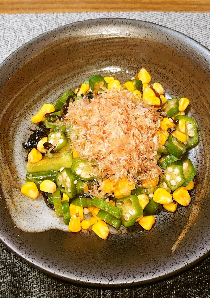 ヨウサマのおくらと焼きもろこしのお浸し-レシピのメイン写真