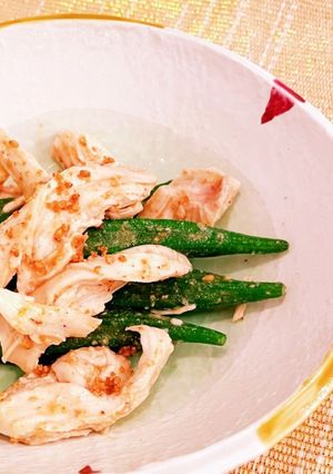 オクラと鶏の胡麻味噌あえ　#夏野菜-レシピのメイン写真