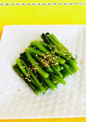 ５分で出来る、春菊の茎のごま油和え-レシピのメイン写真