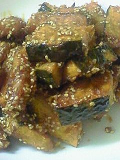 揚げかぼちゃの甘辛胡麻がらめ-レシピのメイン写真