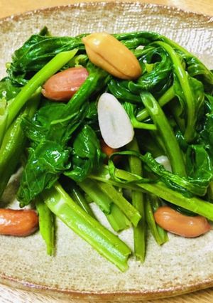 空芯菜とピーナッツのにんにく炒め-レシピのメイン写真