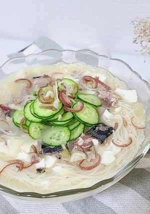 鯖缶で冷や汁素麺 PFCメニュー-レシピのメイン写真