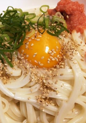 超楽々　めんたい釜玉温鈍作ります-レシピのメイン写真