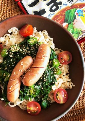 モロヘイヤとオクラのネバネバあえ麺-レシピのメイン写真