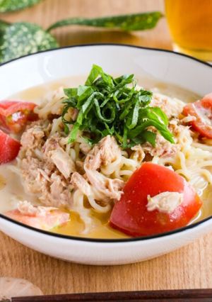 トマトとツナの冷やし豆乳味噌ラーメン-レシピのメイン写真
