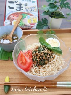 バジル納豆の混ぜそば-レシピのメイン写真