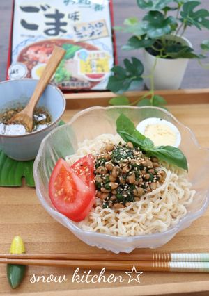 バジル納豆の混ぜそば-レシピのメイン写真