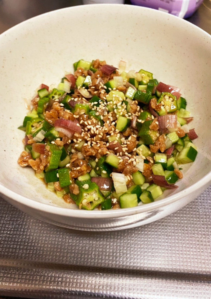【簡単】ひきわり納豆と夏野菜のおつまみ-レシピのメイン写真