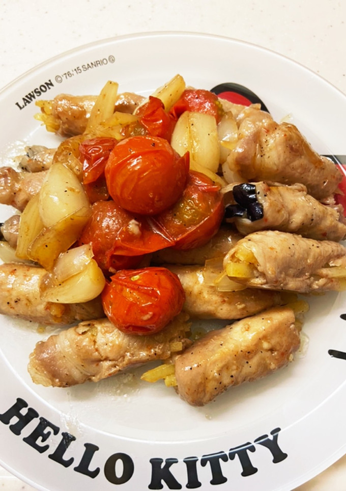 お肉巻とらっきょ炒め煮-レシピのメイン写真