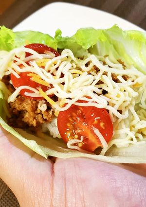 【簡単】肉みそで手巻きタコライス風-レシピのメイン写真