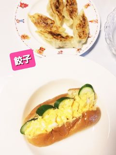 キュウリ卵マヨサンド&餃子♡-レシピのメイン写真