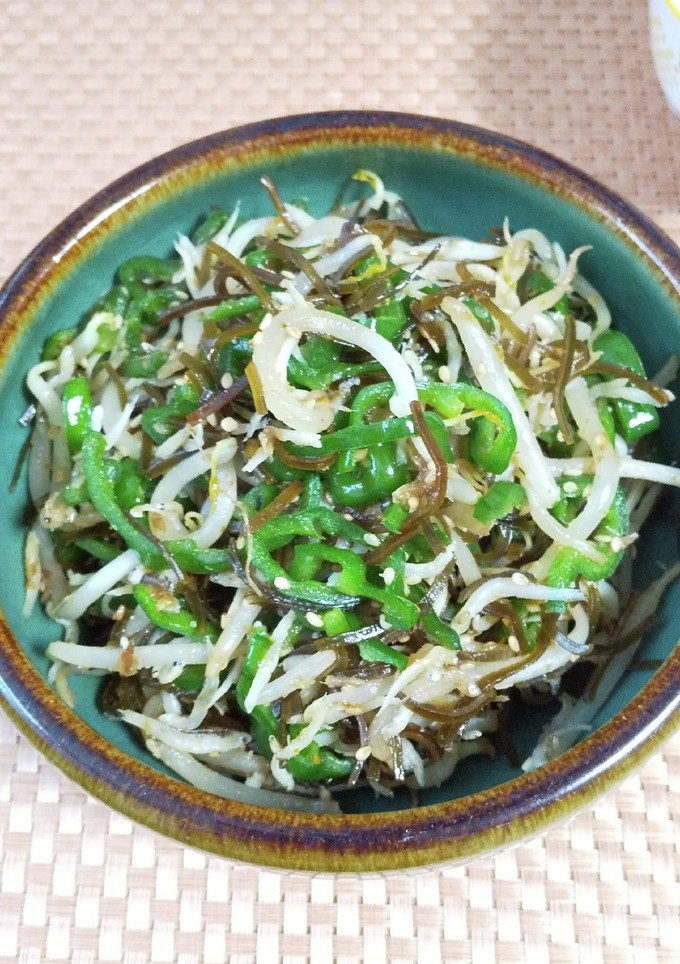 ピーマンと塩昆布としらすの甘辛炒め-レシピのメイン写真