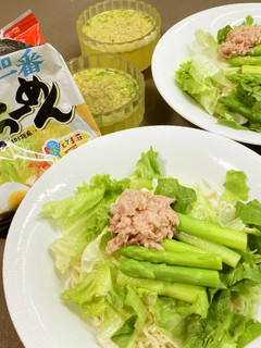 グリーンサラダ風冷やし麺、塩らーめんで-レシピのメイン写真