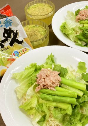 グリーンサラダ風冷やし麺、塩らーめんで-レシピのメイン写真