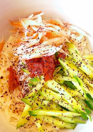 ドレッシングで食べるサラダそうめん-レシピのメイン写真