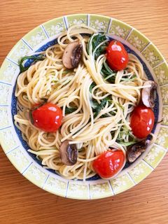 水菜とトマトときのこの和風パスタ♡-レシピのメイン写真