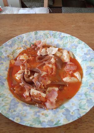 キムチとメンマ炒め麻婆豆腐もどきなってた-レシピのメイン写真