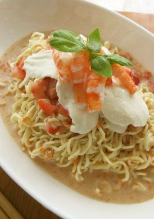 冷やし海老トマトクリームラーメン-レシピのメイン写真