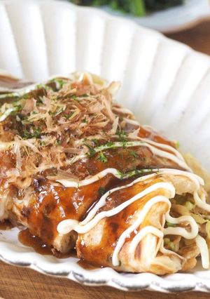 簡単♪お好み焼き風薄焼き餅-レシピのメイン写真