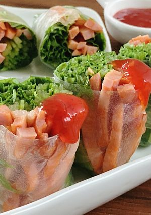 ポルトギューと水菜の生春巻き-レシピのメイン写真
