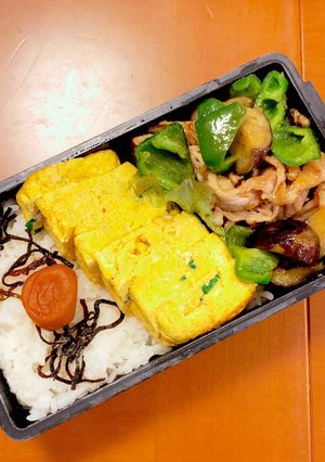 明太卵焼きとピリ辛豚茄子ピーマン炒め弁当-レシピのメイン写真