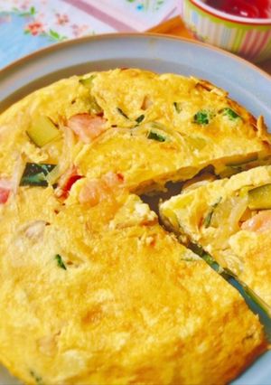 余り夏野菜を消費＊スパニッシュオムレツ♪-レシピのメイン写真