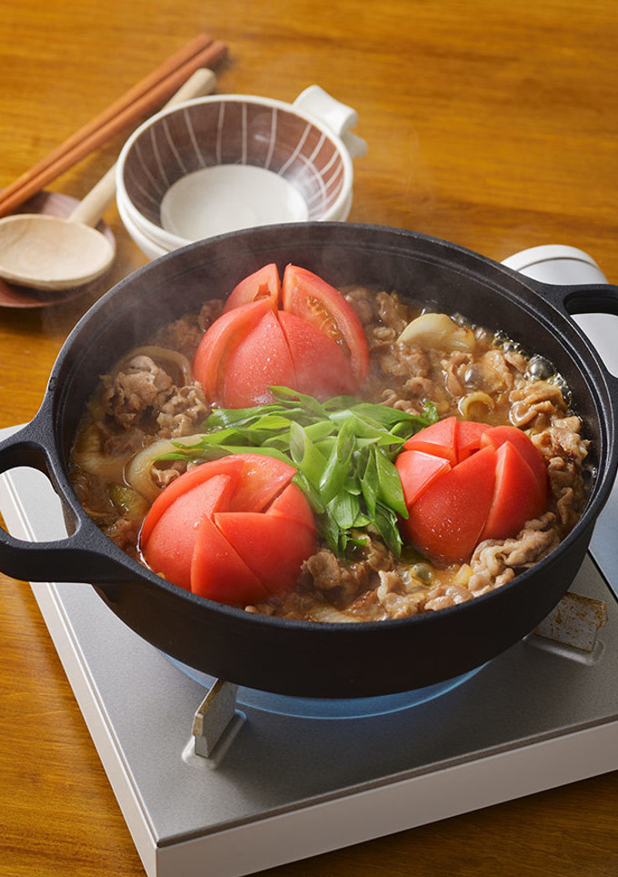 まるごとトマトと豚のすきやき鍋-レシピのメイン写真