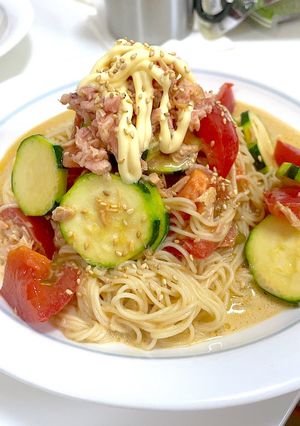 トマトとズッキーニとツナの冷やしそうめん-レシピのメイン写真