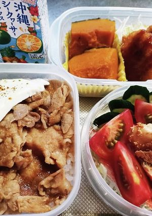 旦那弁当（7/14）生姜焼き丼-レシピのメイン写真