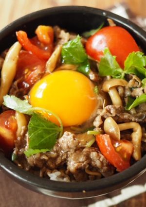 牛しょうが焼きトマト丼-レシピのメイン写真