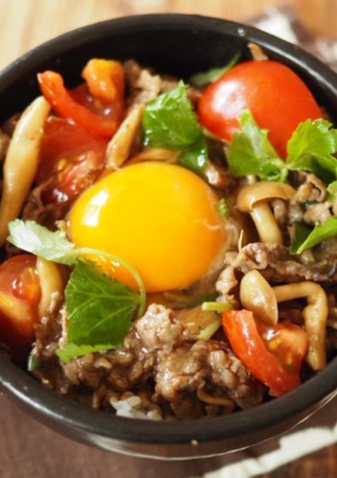 牛しょうが焼きトマト丼-レシピのメイン写真
