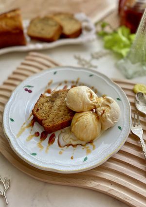 アイスを添えて冷たい夏のバナナケーキ-レシピのメイン写真