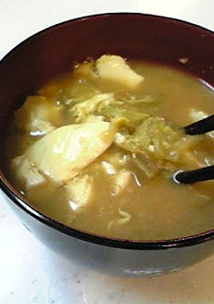 寒い日に～おぼろ豆腐のピリ辛味噌汁♡-レシピのメイン写真