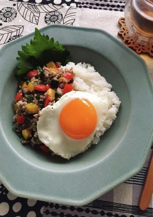 cafeごはん♪大葉で簡単ガパオライス風-レシピのメイン写真