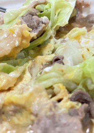 簡単！豚肉とキャベツの卵とじ-レシピのメイン写真