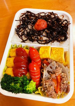 れんこんと牛肉のキンピラ弁当（覚え書き）-レシピのメイン写真