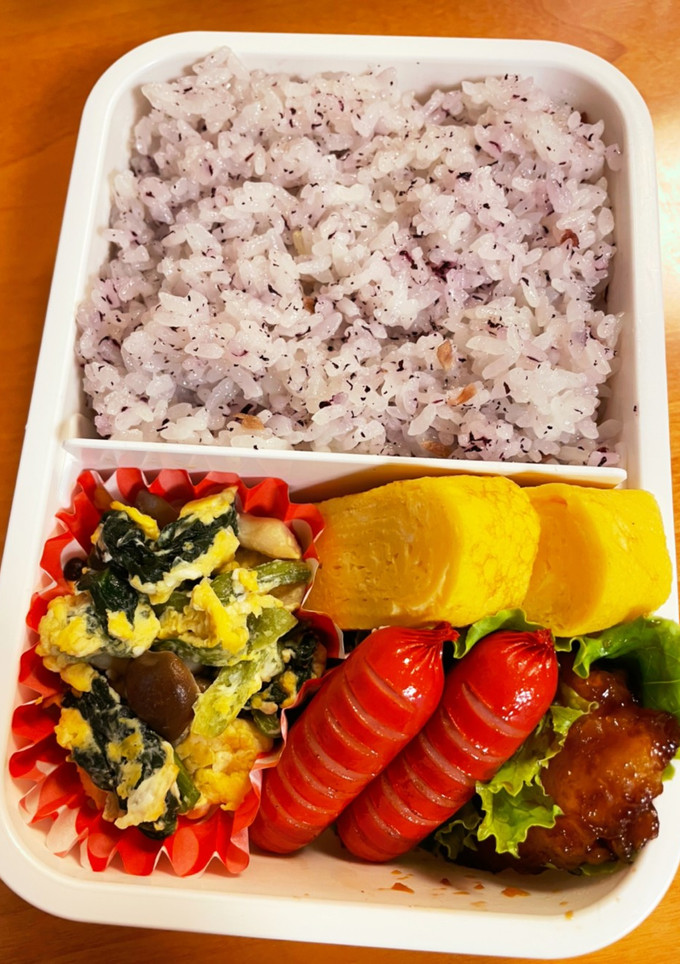 小松菜としめじの卵炒め弁当（覚え書き）-レシピのメイン写真