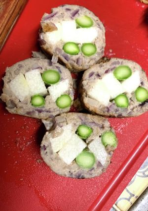 長芋とアスパラ入り巻きハンバーグ-レシピのメイン写真