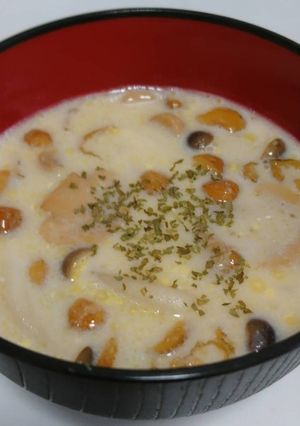 簡単！きのこたっぷり♪豆乳味噌スープ♪-レシピのメイン写真