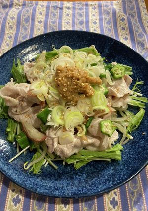 豚冷しゃぶ野菜盛り♡にんにく胡麻味噌添え-レシピのメイン写真