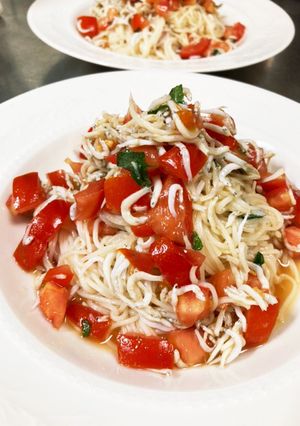 しらすとトマトの冷製パスタ風そうめん-レシピのメイン写真