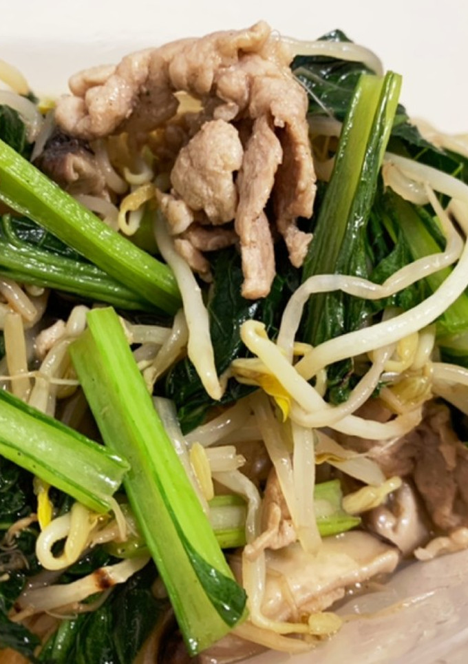 豚肉ともやしと小松菜と椎茸の中華炒め風-レシピのメイン写真