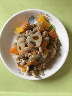 【保育園給食】豚肉とれんこんの黒酢炒め-レシピのメイン写真